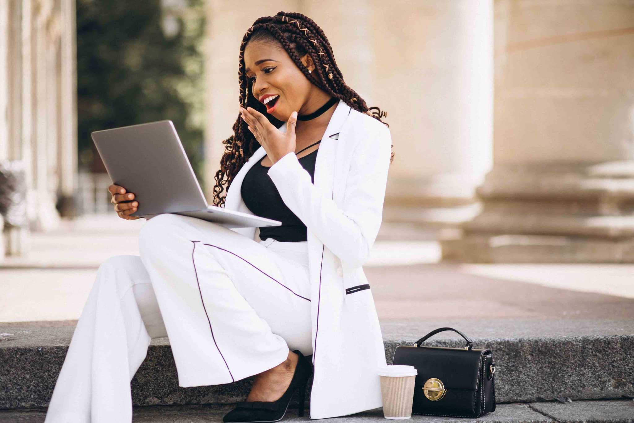 African woman entrepreneur working on her business